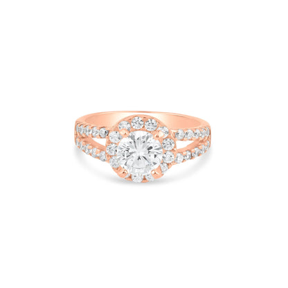 Silver 925 Rose Gold Plated Clear Cluster CZ Ring - BGR00613
