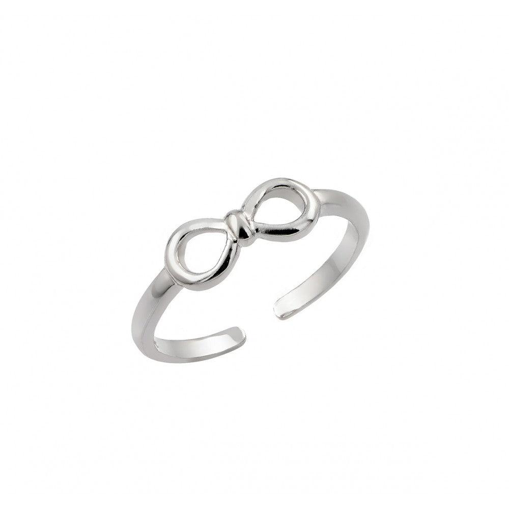 Silver 925 Rhodium Plated Mini Bow Toe Ring - BGR00842 | Silver Palace Inc.