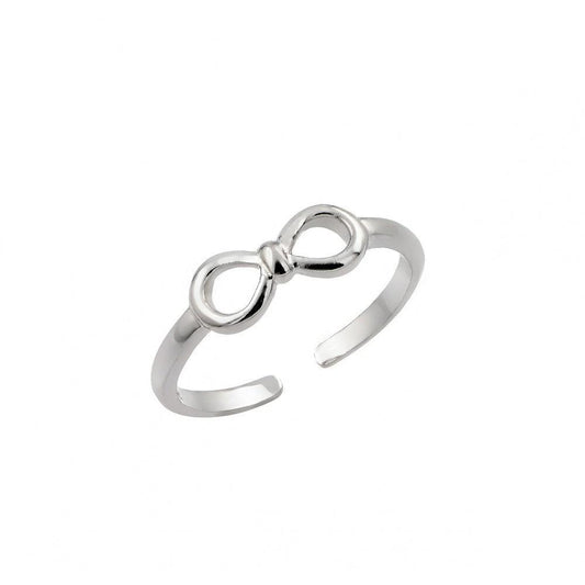Silver 925 Rhodium Plated Mini Bow Toe Ring - BGR00842 | Silver Palace Inc.