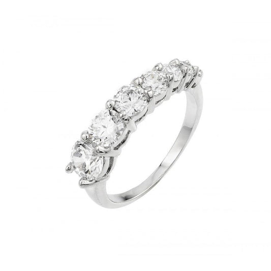 Silver 925 Rhodium Plated Graduated CZ Ring - BGR00859 | Silver Palace Inc.