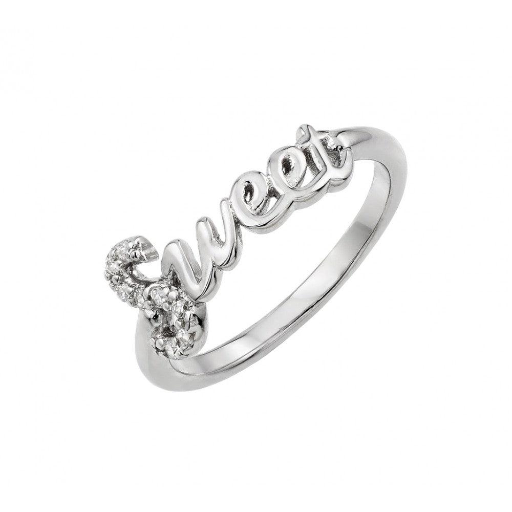 Silver 925 Rhodium Plated Sweet Ring - BGR00930 | Silver Palace Inc.