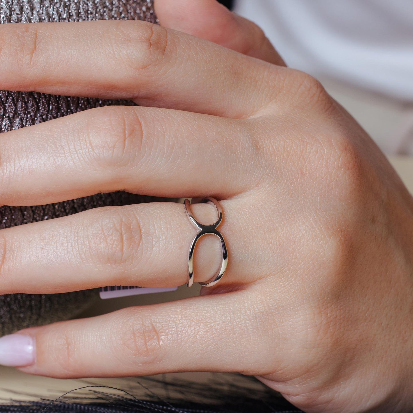 Silver 925 Rhodium Plated Open Pringle Hyperbolic Paraboloid Ring - BGR00958