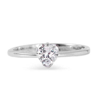 Silver 925 Rhodium Plated Plain CZ Ring - BGR00959