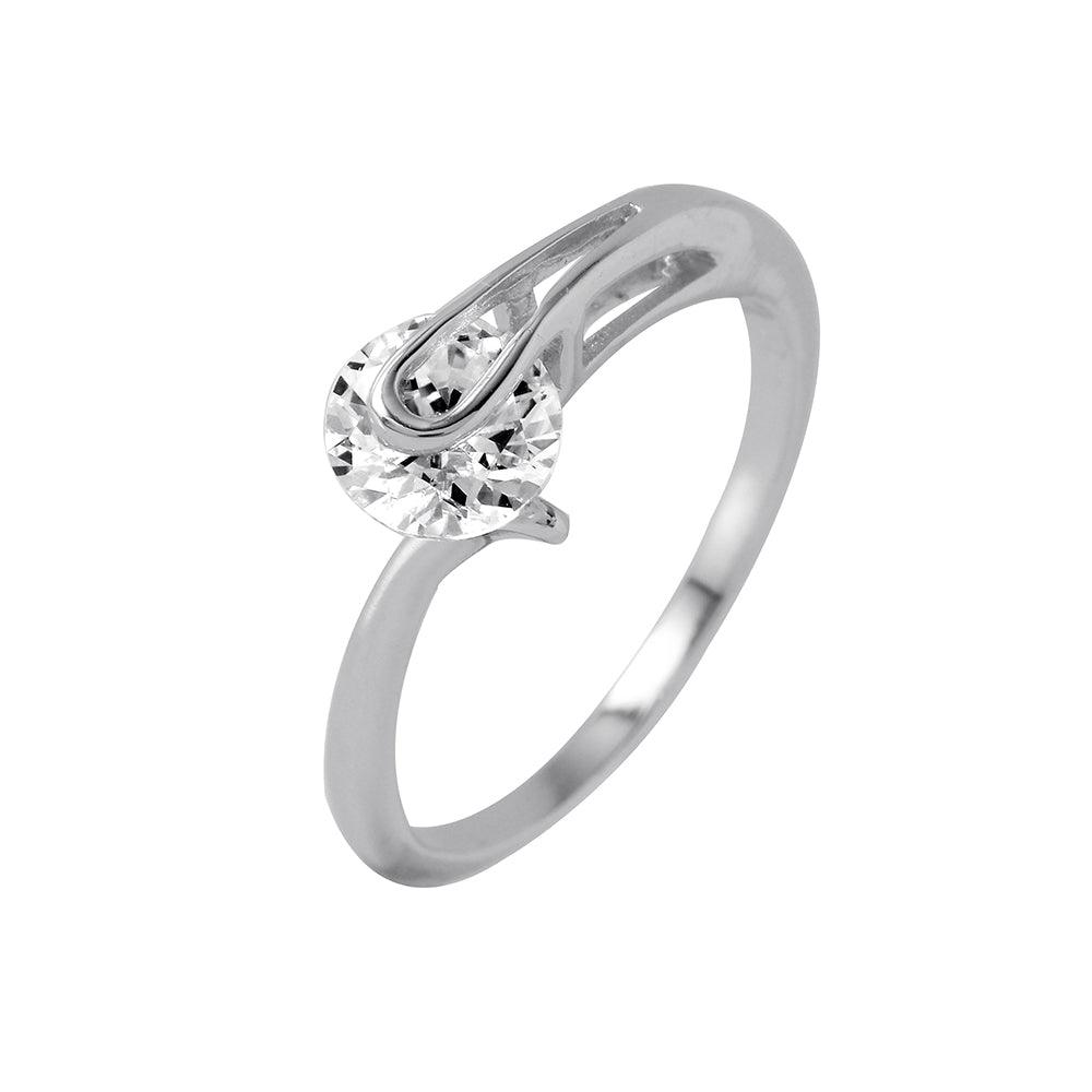 Silver 925 Rhodium Plated Plain CZ Loop Ring - BGR00960 | Silver Palace Inc.