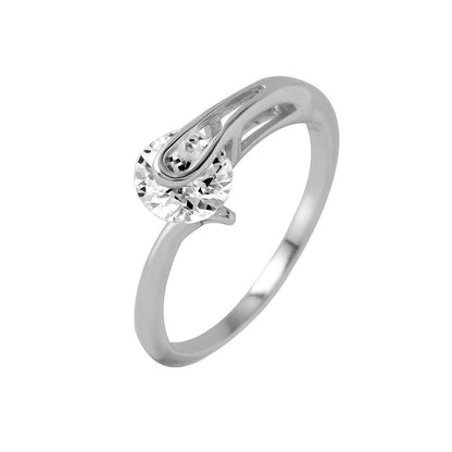 Silver 925 Rhodium Plated Plain CZ Loop Ring - BGR00960 | Silver Palace Inc.