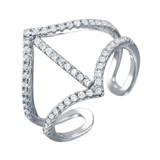 Silver 925 Rhodium Plated Open Shank CZ Encrusted Ring - BGR00964 | Silver Palace Inc.