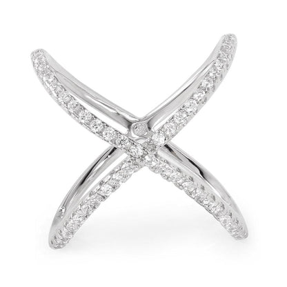 Silver 925 Rhodium Plated Wavy X Ring - BGR00965