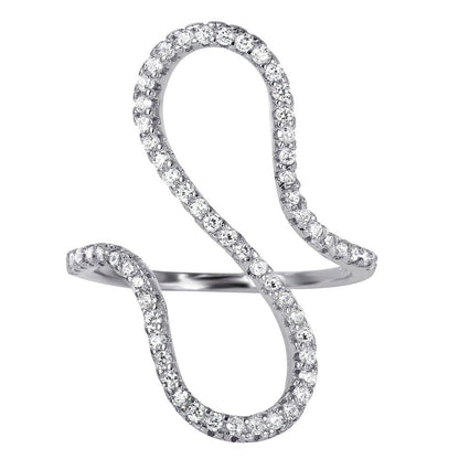 Silver 925 Rhodium Plated S CZ Ring - BGR00969