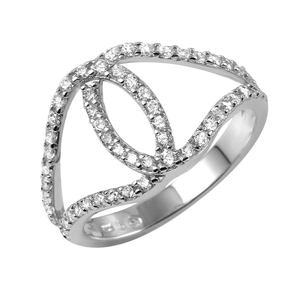 Silver 925 Rhodium Plated Open Entangling Hoop Ring - BGR00975 | Silver Palace Inc.