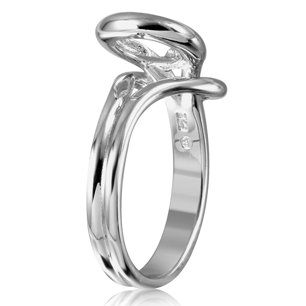 Silver 925 Rhodium Plated Lock Single Stone Mounting Ring - BGR01014