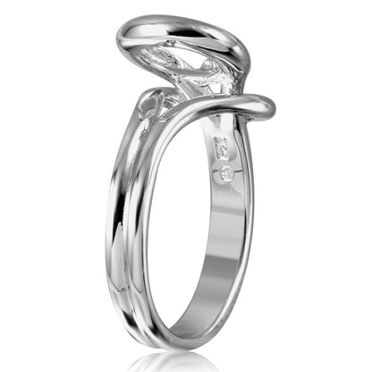 Silver 925 Rhodium Plated Lock Single Stone Mounting Ring - BGR01014