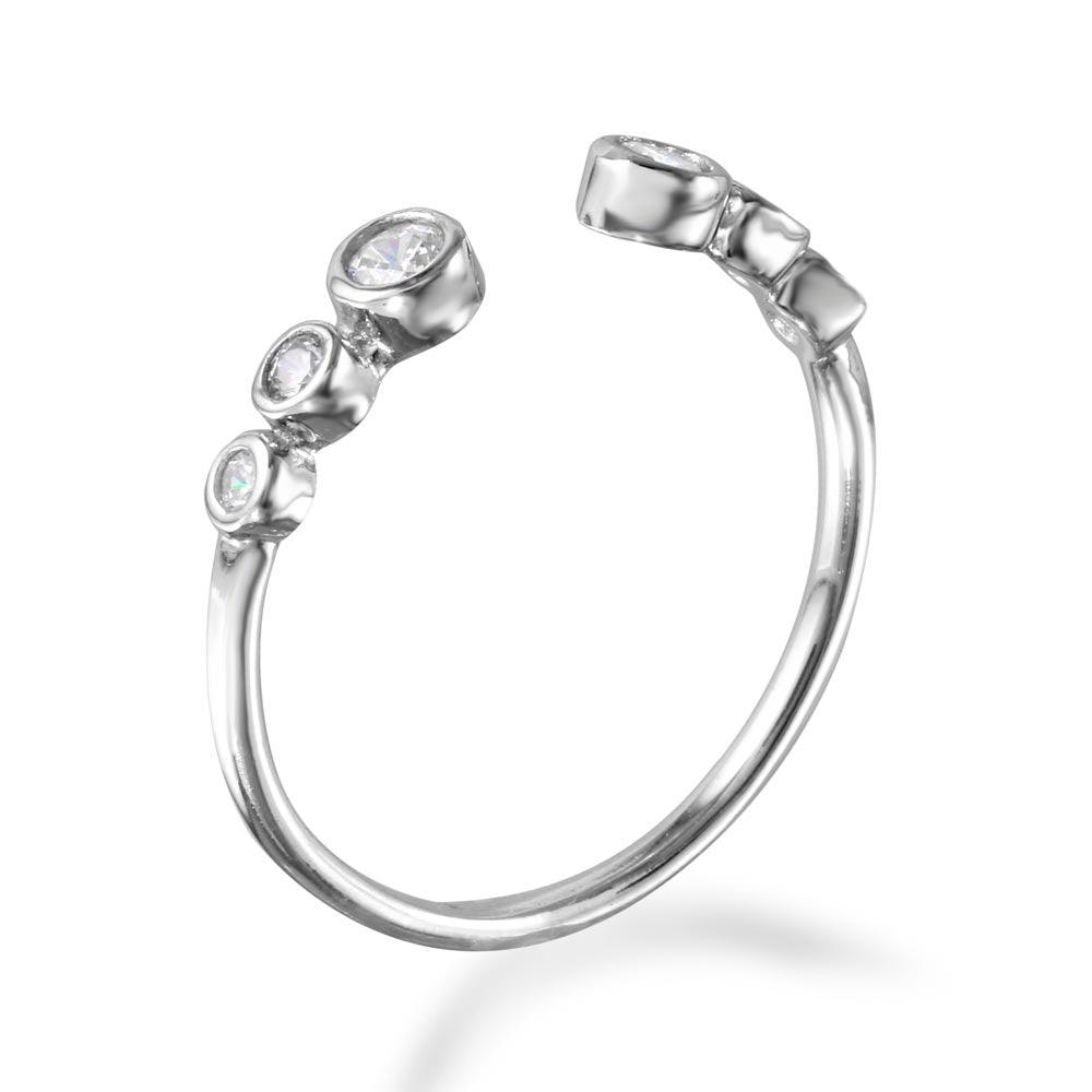 Silver 925 Rhodium Plated Open Ring with 3 Graduated Round CZ - BGR01102
