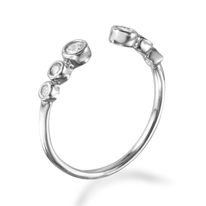 Silver 925 Rhodium Plated Open Ring with 3 Graduated Round CZ - BGR01102
