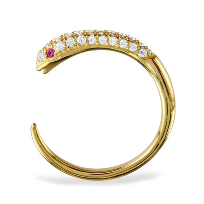 Silver 925 Gold Plated Open Snake Ring with CZ - BGR01106