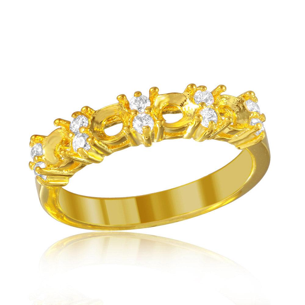 Silver 925 Gold Plated 4 Mounting Stone Ring with CZ - BGR01211GP | Silver Palace Inc.