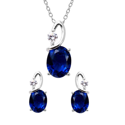 Silver 925 Rhodium Plated Twisted Oval Birthstone Set - BGS00510