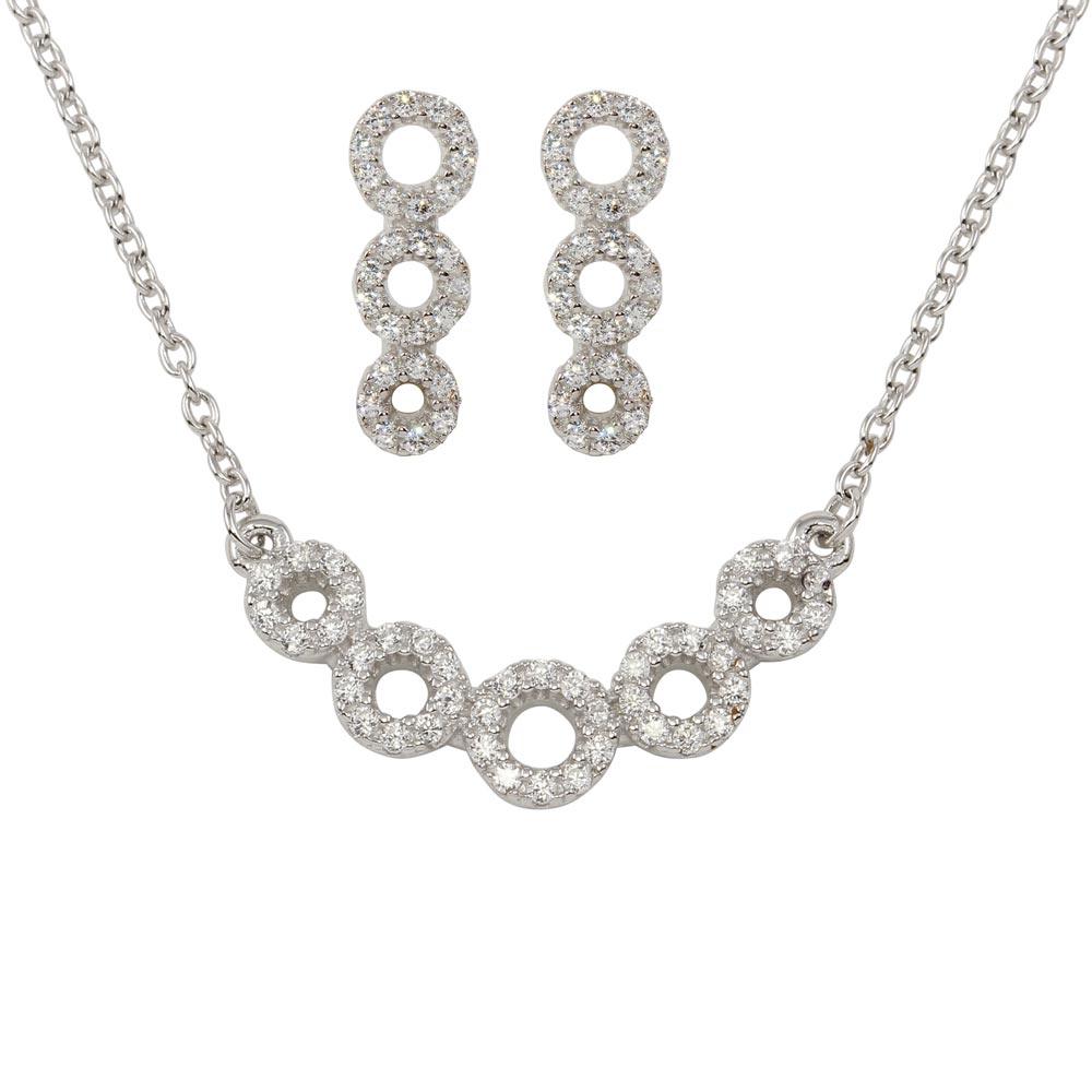 Silver 925 5 Circle CZ Set - BGS00548 | Silver Palace Inc.