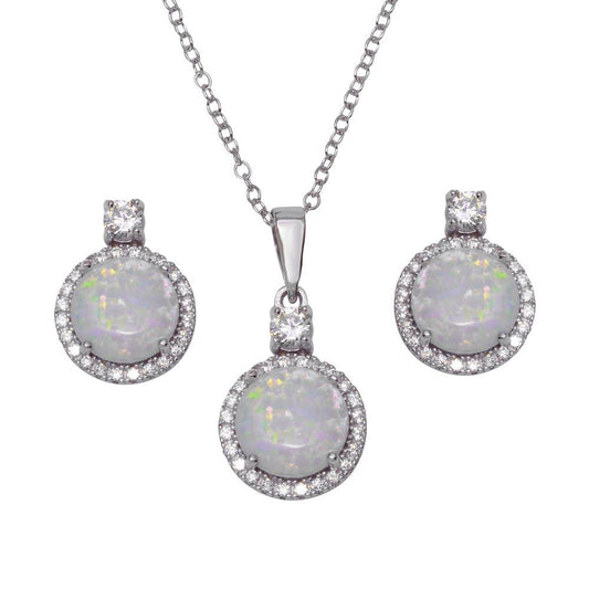 Silver 925 Round Synthetic Opal Set - BGS00553 | Silver Palace Inc.