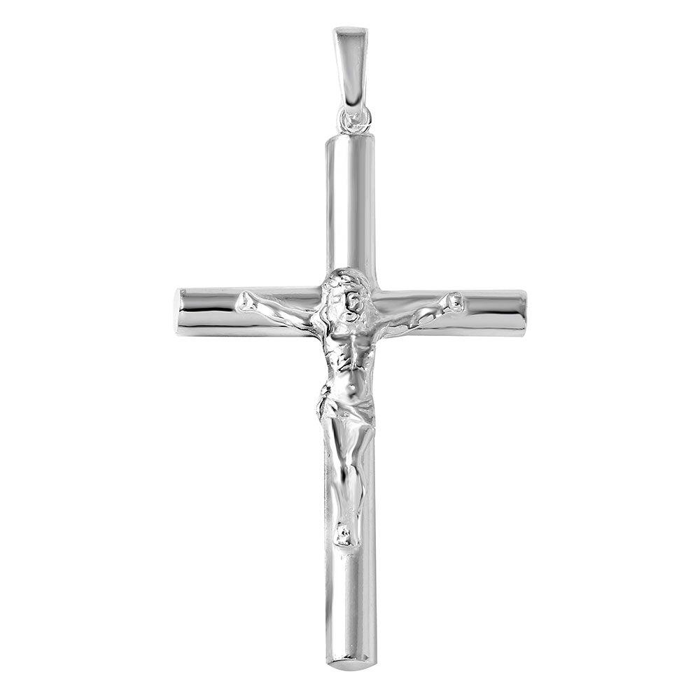 Silver 925 High Polished Large Cylinder Cross Pendant - SOP00097 | Silver Palace Inc.