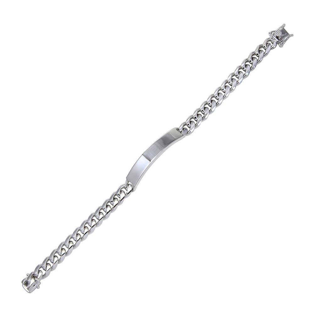 Silver 925 Rhodium Plated Miami Cuban ID Bracelet 7mm - CDIB00033RH | Silver Palace Inc.