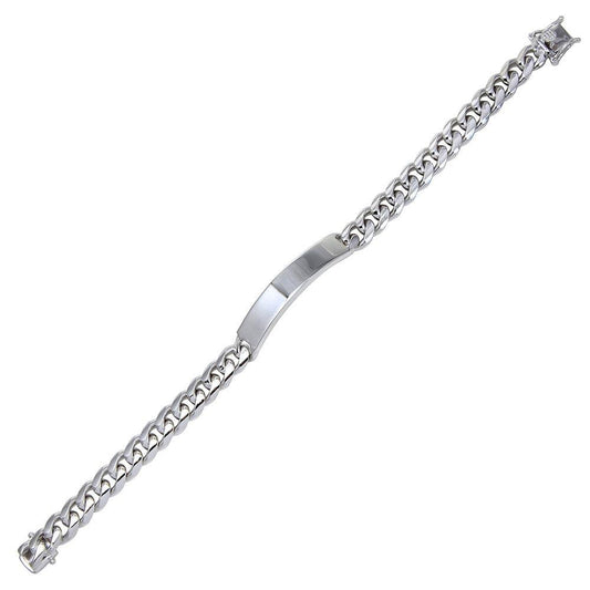 Silver 925 Rhodium Plated Miami Cuban Link ID Bracelet 8mm - CDIB00034RH | Silver Palace Inc.