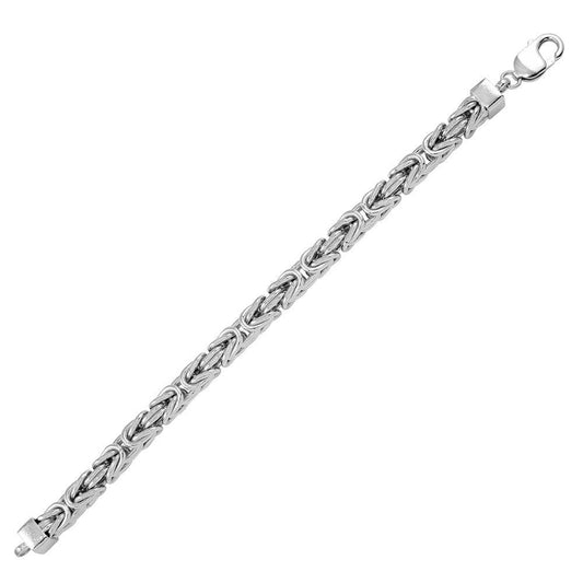 Silver 925 Rhodium Plated Byzantine Bracelet 7.0mm - CH430 RH BR | Silver Palace Inc.