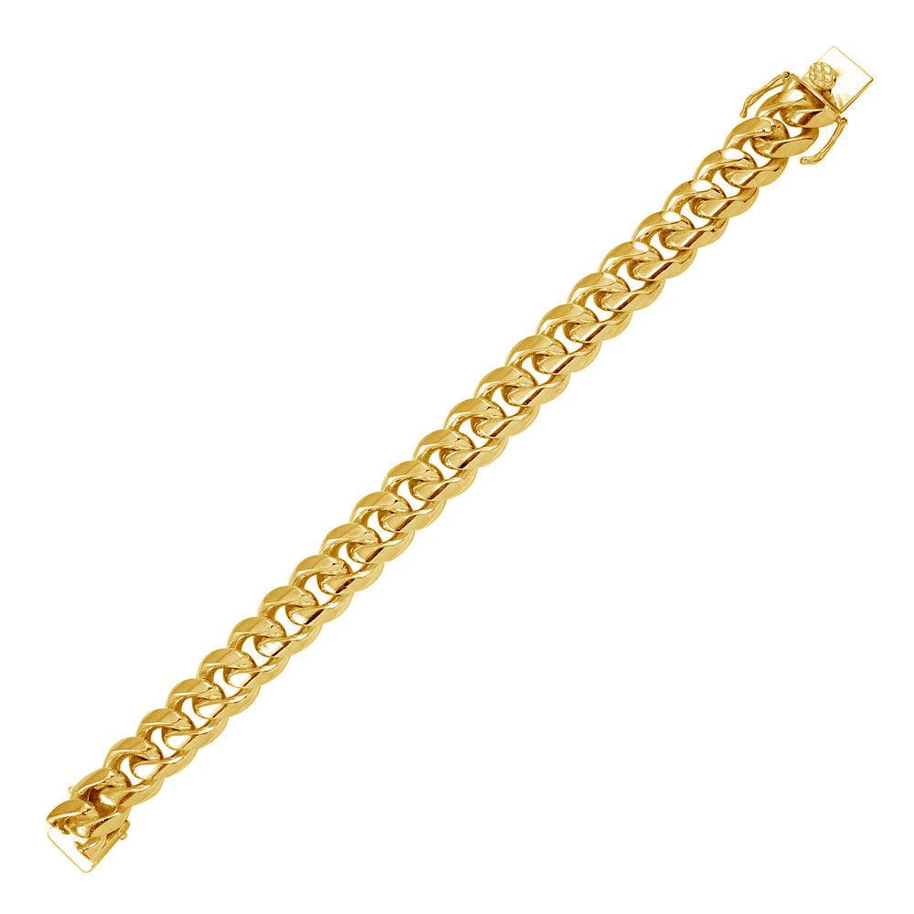 Silver 925 Gold Plated Miami Cuban 450 Chain or Bracelet Box Lock 15.4mm - CH446 GP