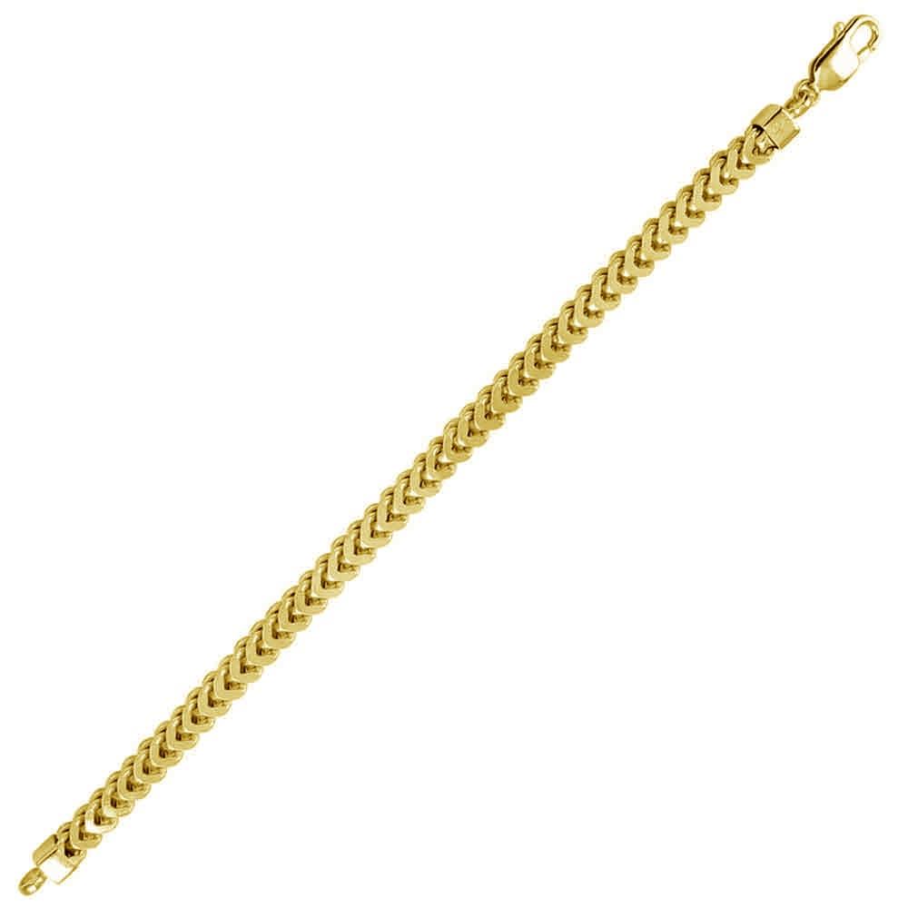 Silver 925 Gold Plated Franco Bracelet 7.2mm - CH442 GP BR | Silver Palace Inc.