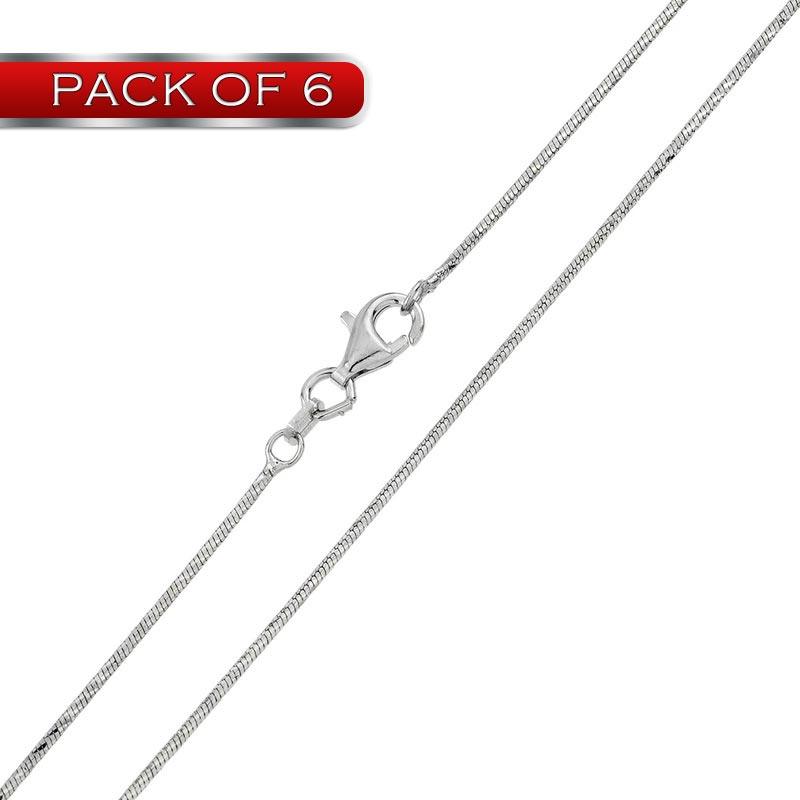Silver Rhodium Twisted DC Round Snake 020 Chain (Pk of 6) - CH134 RH | Silver Palace Inc.