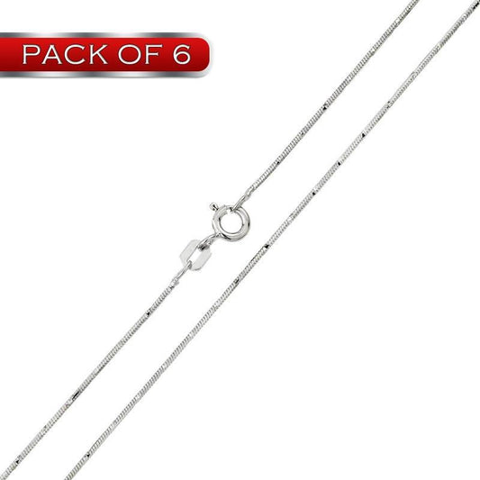 Silver Rhodium 8 Sided Snake 020 DC Chain 0.8mm (Pk of 6) - CH135 RH | Silver Palace Inc.