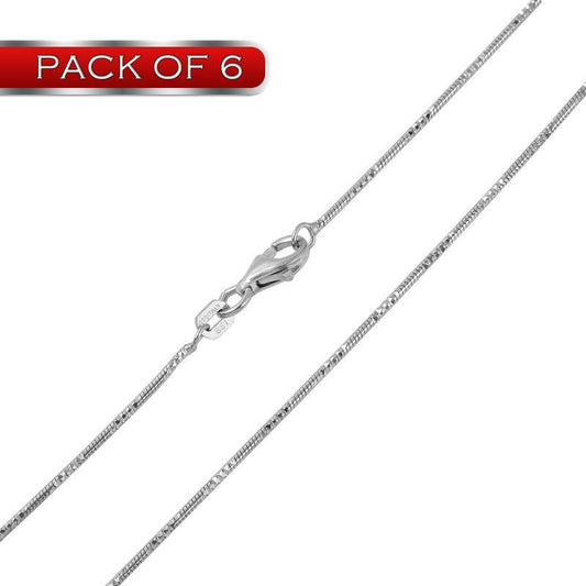 Silver Rhodium Snake Round 025 4DC Chain 1mm (Pk of 6) - CH144 RH | Silver Palace Inc.