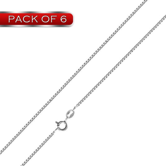Silver 925 Rhodium Plated Box 012 Chains 0.7mm (Pk of 6) - CH202 RH | Silver Palace Inc.