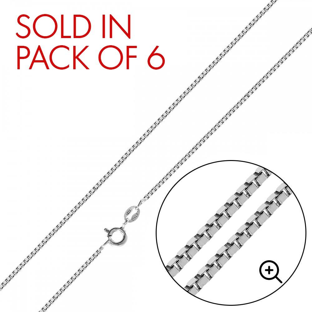 Silver 925 Rhodium Plated Box 012 Chains 0.7mm (Pk of 6) - CH202 RH