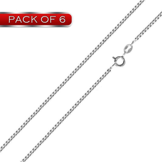 Silver 925 Rhodium Plated Box 015 Chains 0.8mm (Pk of 6) - CH203 RH | Silver Palace Inc.