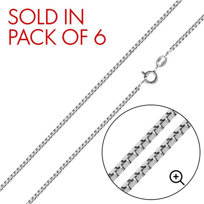 Silver 925 Rhodium Plated Box 015 Chains 0.8mm (Pk of 6) - CH203 RH