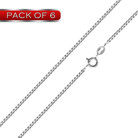 Silver 925 Rhodium Plated Box 019 Chains 1mm (Pk of 6) - CH204 RH | Silver Palace Inc.