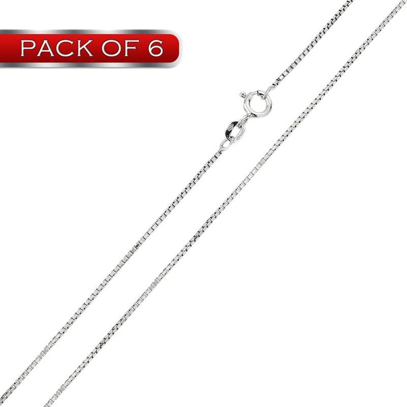 Silver Rhodium Shinny Greek Link Box 019 Chains 0.9mm (Pk of 6) - CH206 RH | Silver Palace Inc.