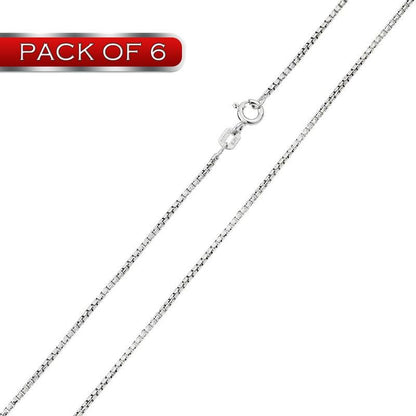 Silver Rhodium Box Round Diamond Cut 019 Chain 1mm (Pk of 6) - CH208 RH | Silver Palace Inc.