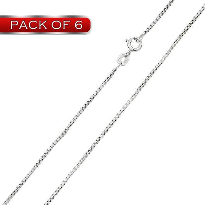 Silver Rhodium Box Round Diamond Cut 024 Chain 1.2mm (Pk of 6) - CH209 RH | Silver Palace Inc.