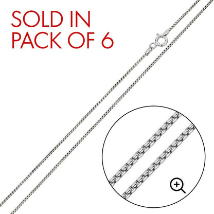 Silver 925 Rhodium Plated Round Box 015 Chain 0.65mm - CH213 RH