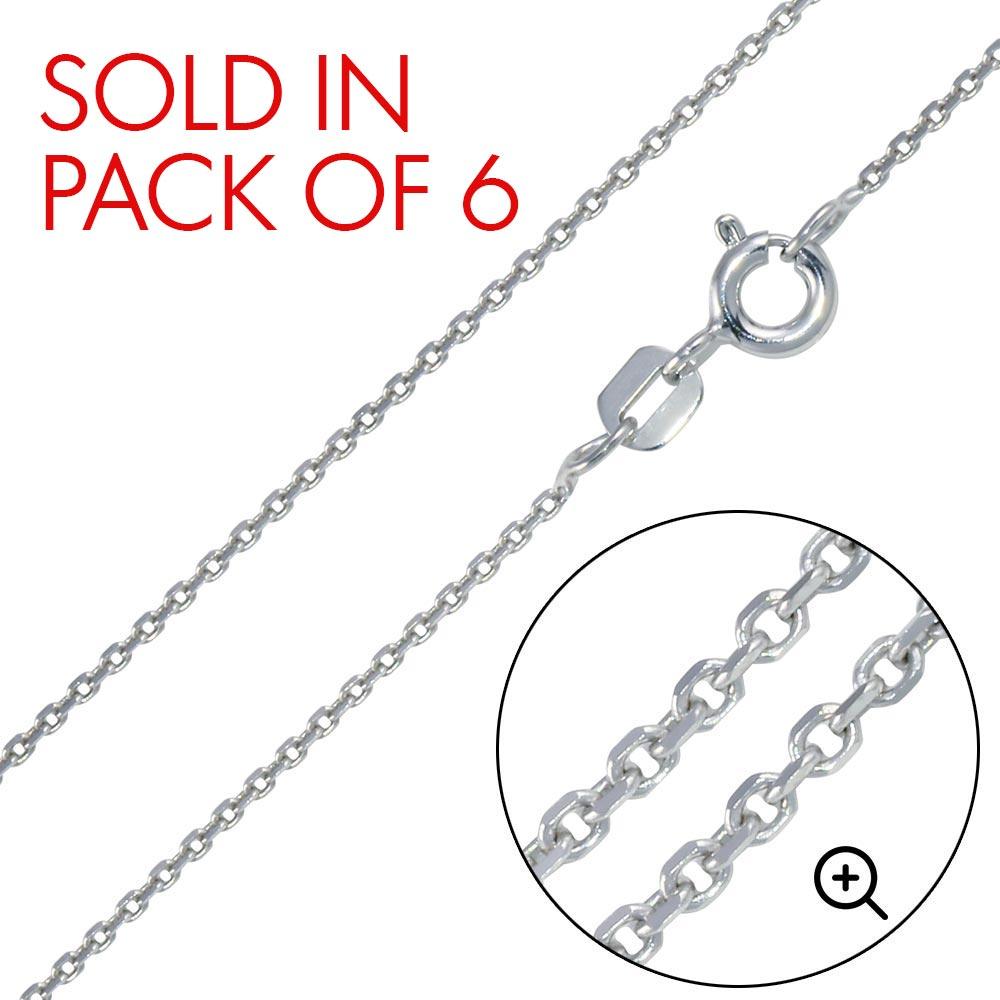 Silver 925 Rhodium Plated Diamond Cut Cable Rolo 020 Chains 0.9mm - CH220 RH