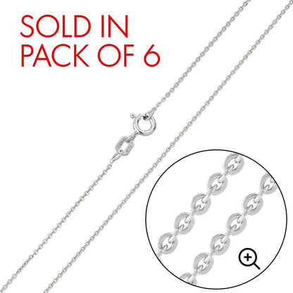 Silver 925 Rhodium Plated Small Oval DC Link 020 Chain 1mm - CH229 RH