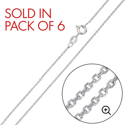 Silver 925 Rhodium Plated Diamond Cut Anchor 035 Chain 1.35mm - CH235 RH