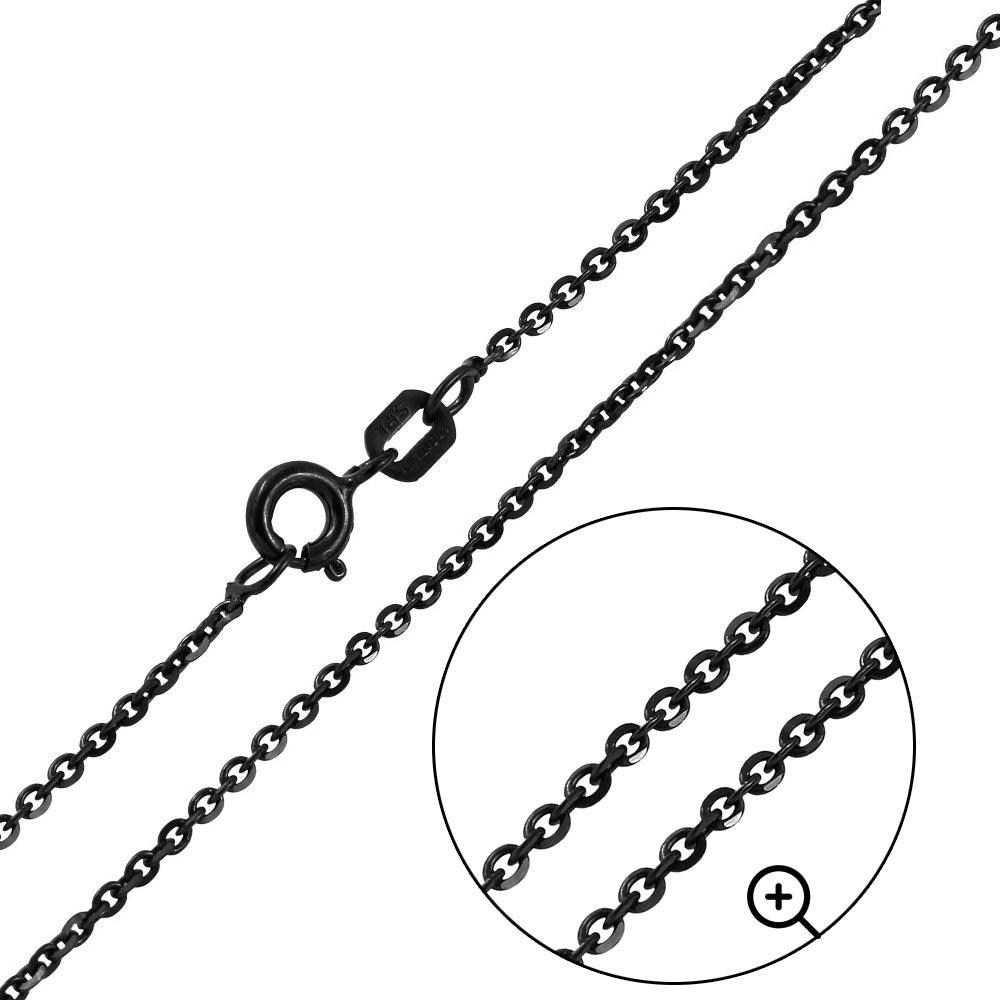 Silver 925 Black Rhodium Plated Rolo Edge D-C 040 Chain - CH253 BLK | Silver Palace Inc.