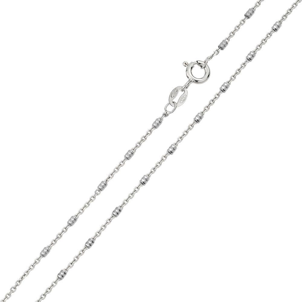 Rhodium Plated Diamond Cut  Tube Chains 1.2mm - CH309A RH | Silver Palace Inc.