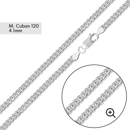 Silver 925 Rhodium Plated Miami Cuban 120 Chain Link 4.1mm - CH314 RH | Silver Palace Inc.