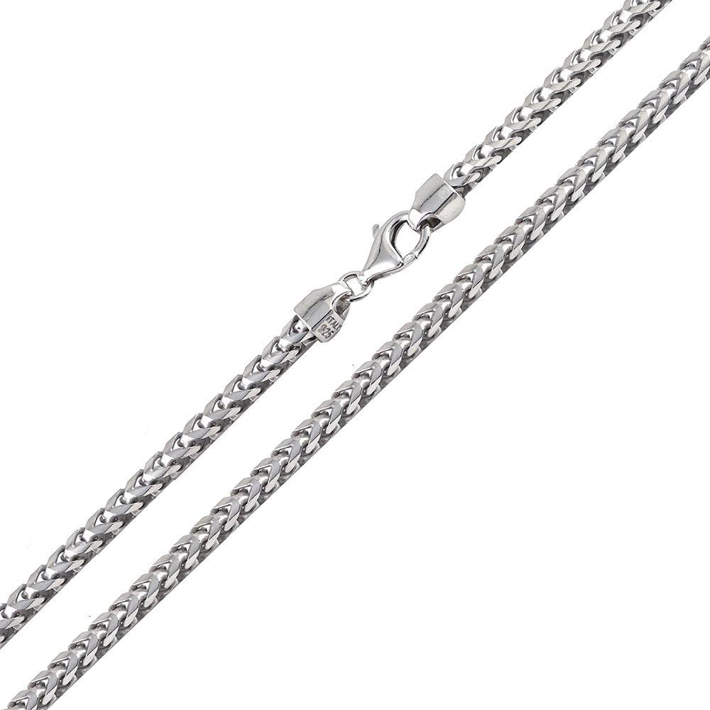 Silver 925 Rhodium Plated Franco 370 Chain 3.7mm - CH322 RH | Silver Palace Inc.