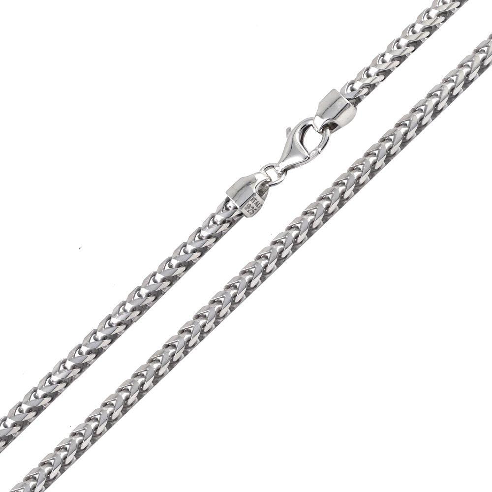 Silver 925 Rhodium Plated Franco 420 Chain 4.2mm - CH323 RH | Silver Palace Inc.