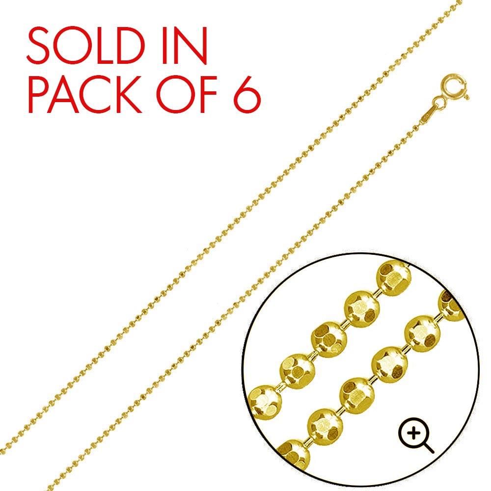 Silver 925 Gold Plated Diamond Cut Bead Chain 1mm - CH330 GP