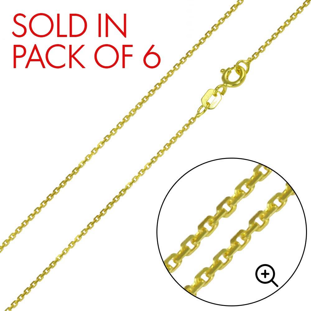 Silver Gold Plated Diamond Cut Cable Rolo Chains 1mm - CH333 GP